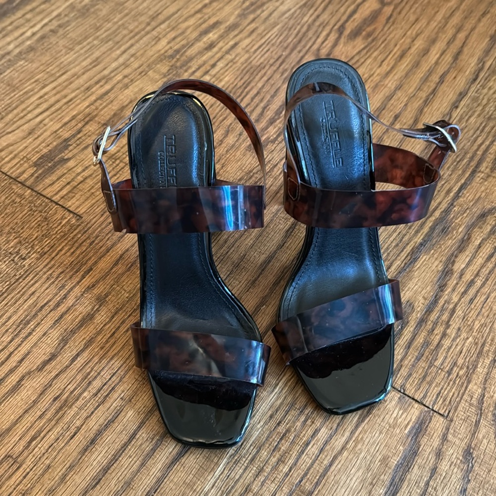 Tortoise Block Heels with ankle Strap size 7